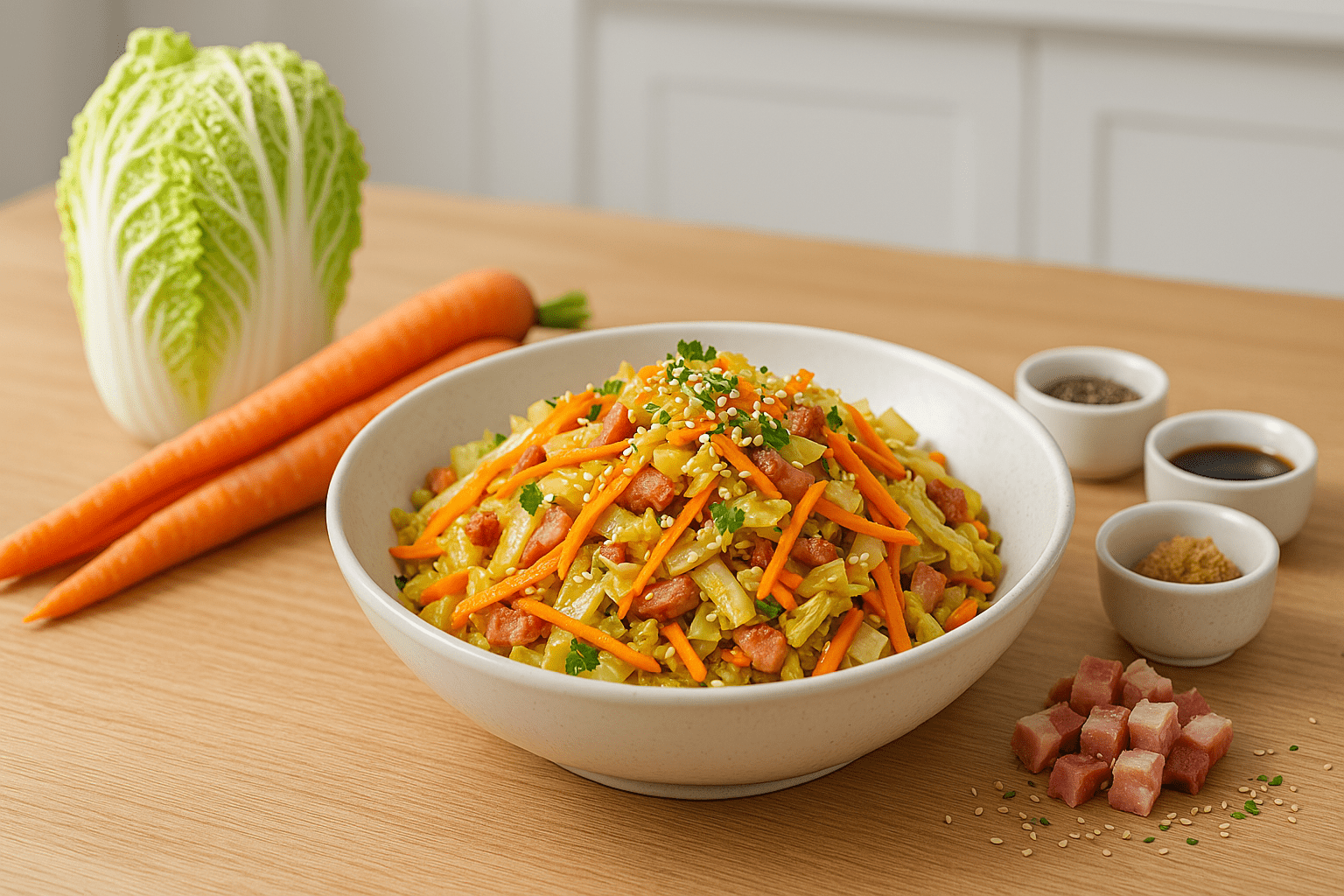 Chou chinois aux carottes et lardons Paléo