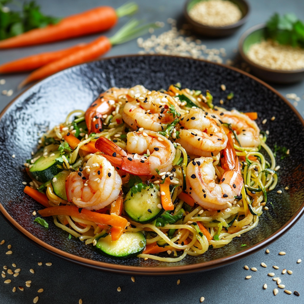La recette du wok aux crevettes et spaghettis de légumes anti-inflammatoire !