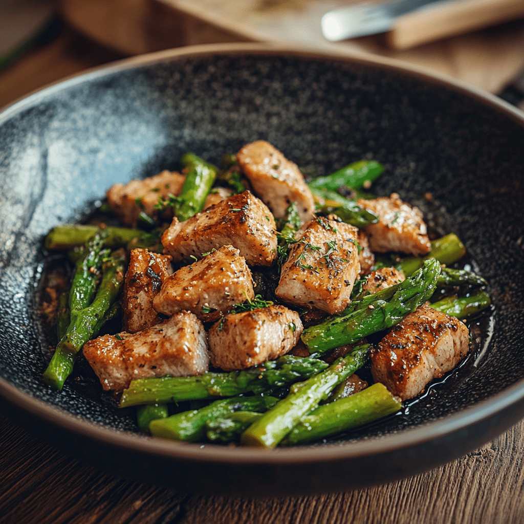 sauté de porc épicé aux asperges